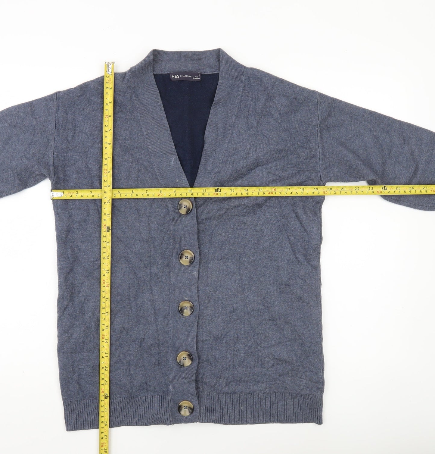 Marks and Spencer Women’s Blue Cardigan Size S V-Neck Button Knit