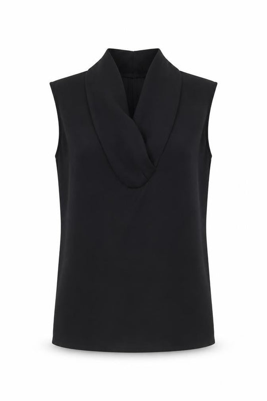 Paul Costelloe Women Black Chiffon Cowl Neck Sleeveless Blouse UK 10