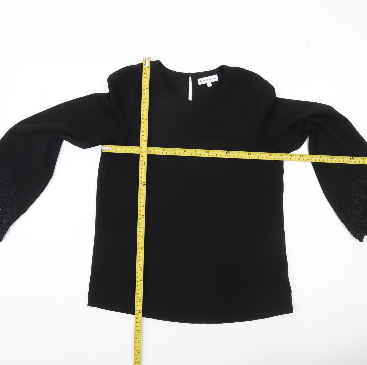 Warehouse Women’s Black Lace Sleeve Blouse Size 6