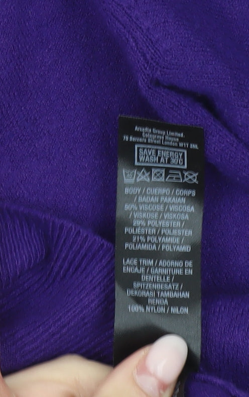 Dorothy Perkins Women’s Purple Cold Shoulder Jumper UK 10
