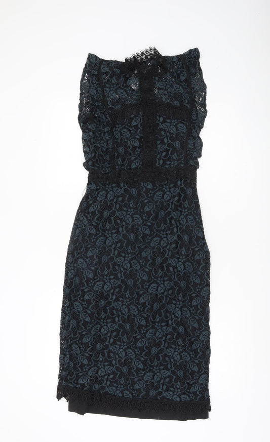 Zara Basic Women's Black XS Sheath Lace Sleeveless Cocktail Dress