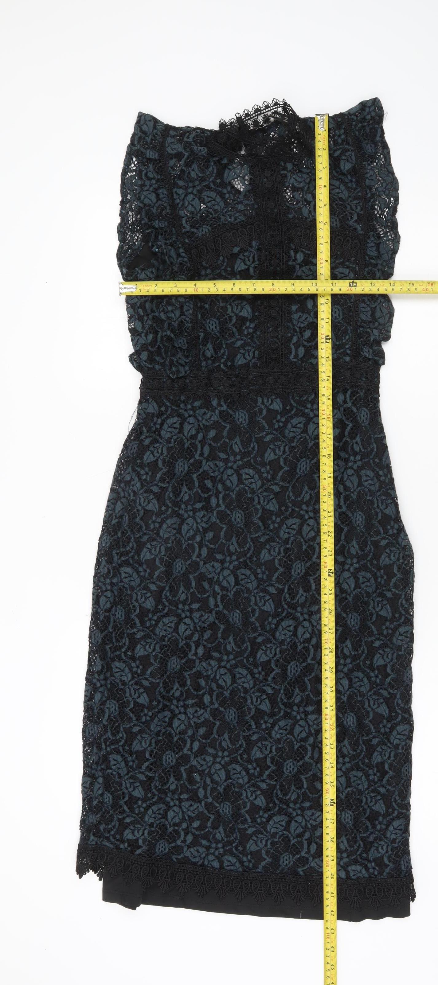Zara Basic Women's Black XS Sheath Lace Sleeveless Cocktail Dress