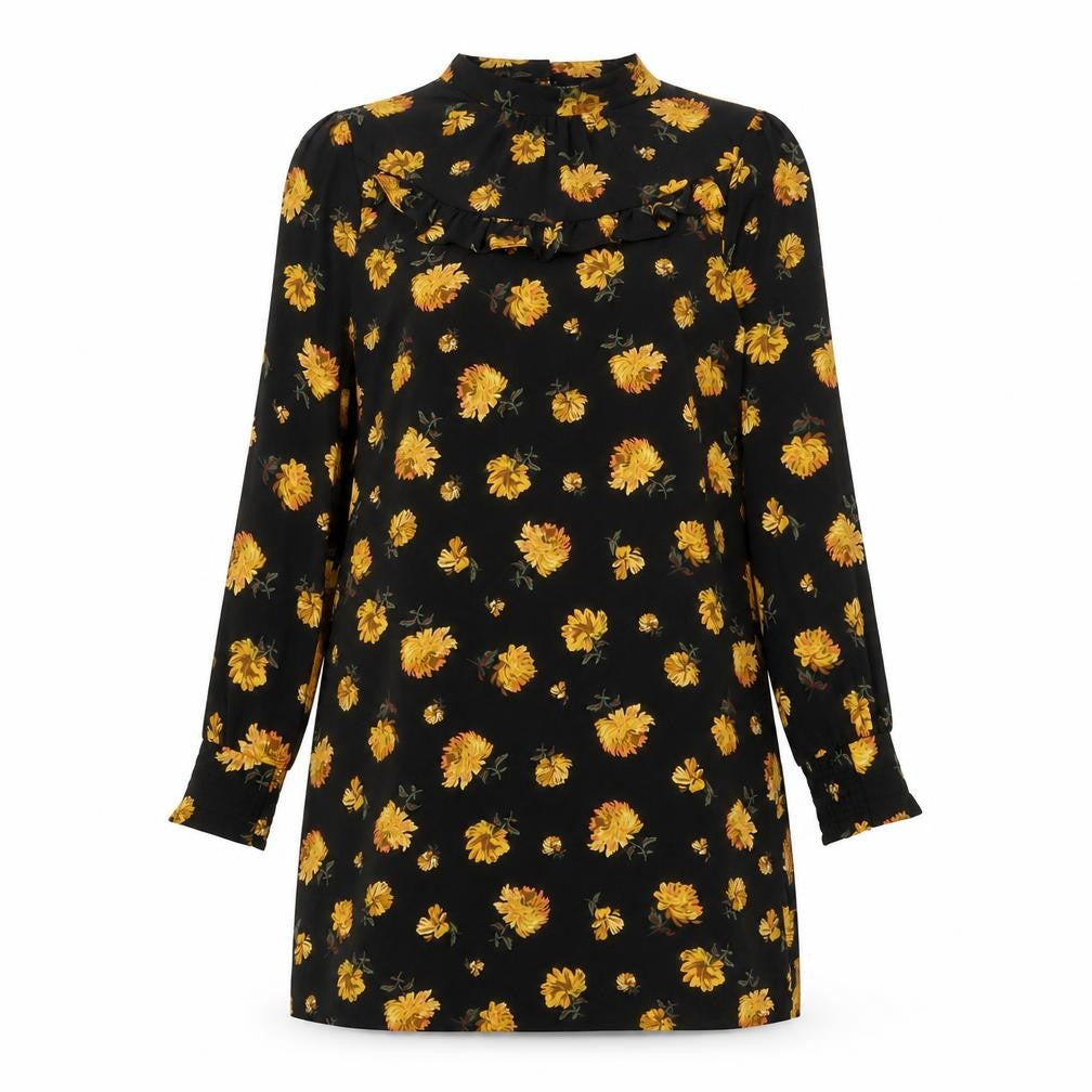 Dorothy Perkins Women’s Black Floral Shift Dress UK 10 Knee Length