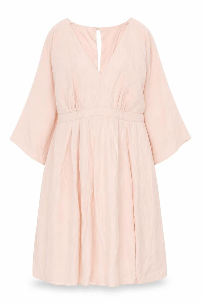 Front view of ASOS Women’s Pink Wrap Dress, size UK 14, Knee Length V-Neck