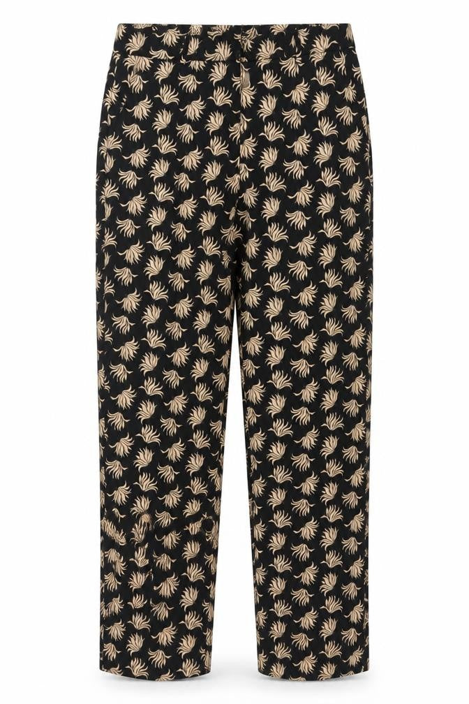 Mango Women’s Black Floral Trousers Size 10 Regular Straight Leg