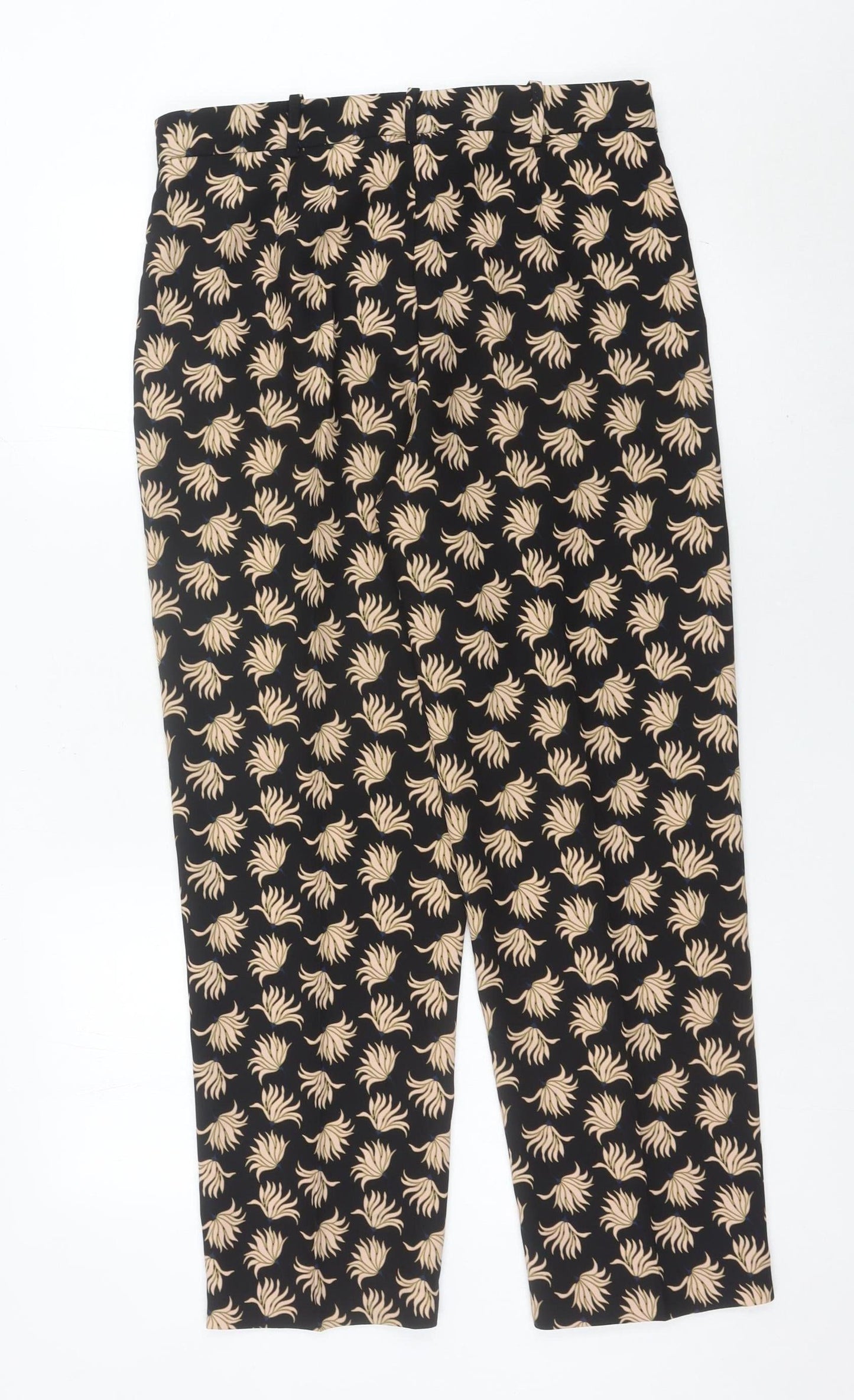 MNG Women’s Black Floral Trousers Size 10 Regular Straight Leg