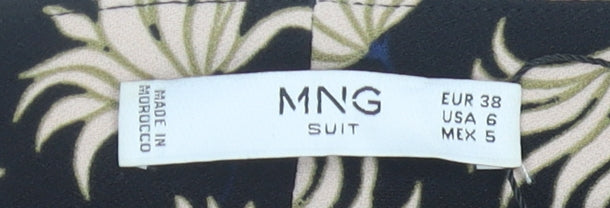MNG Women’s Black Floral Trousers Size 10 Regular Straight Leg