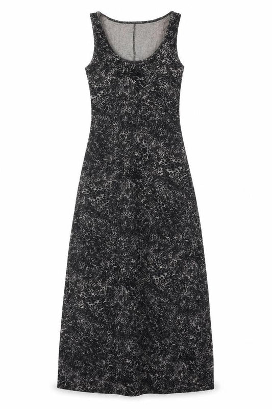 Warehouse Women’s Black Animal Print Maxi Dress UK 6 Sleeveless