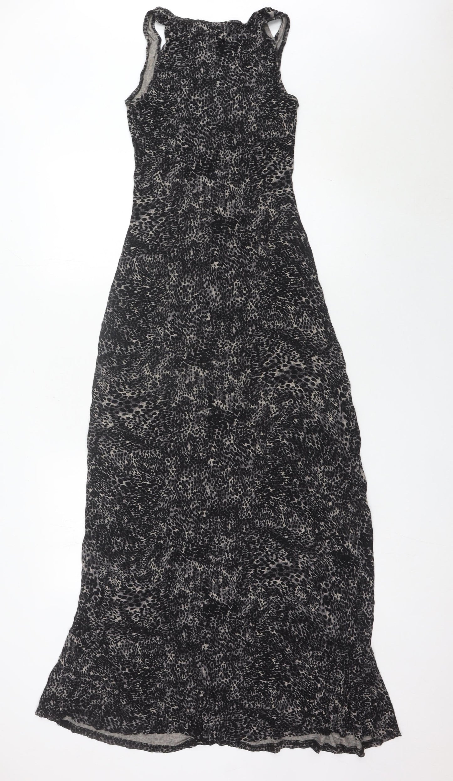 Warehouse Women’s Black Animal Print Maxi Dress UK 6 Sleeveless
