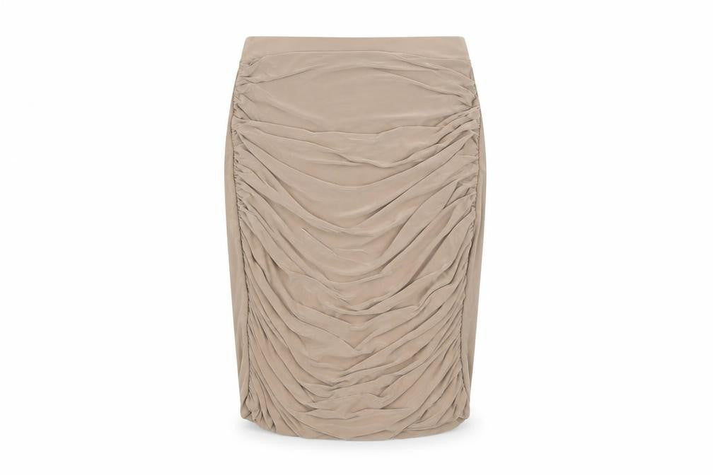 PRETTYLITTLETHING Women’s Beige Ruched Pencil Skirt UK 14
