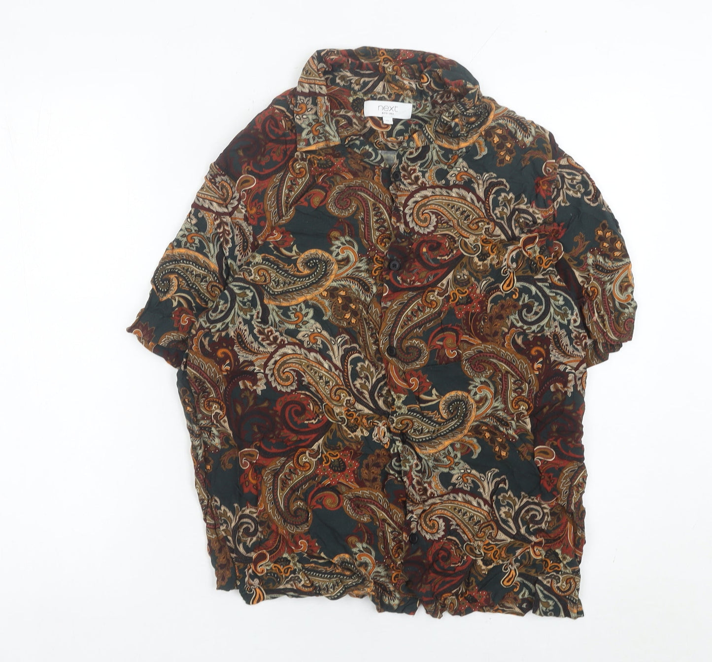 Next Men's Multicoloured Paisley Button-Up Shirt M 39-41" Regular Fit
