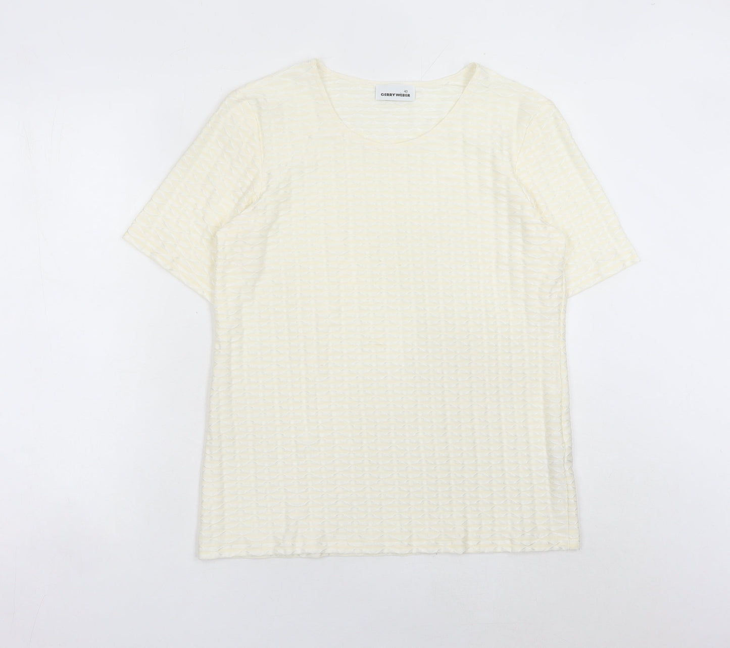 Gerry Weber Women Ivory Short Sleeve Scoop Neck T-Shirt Size 12