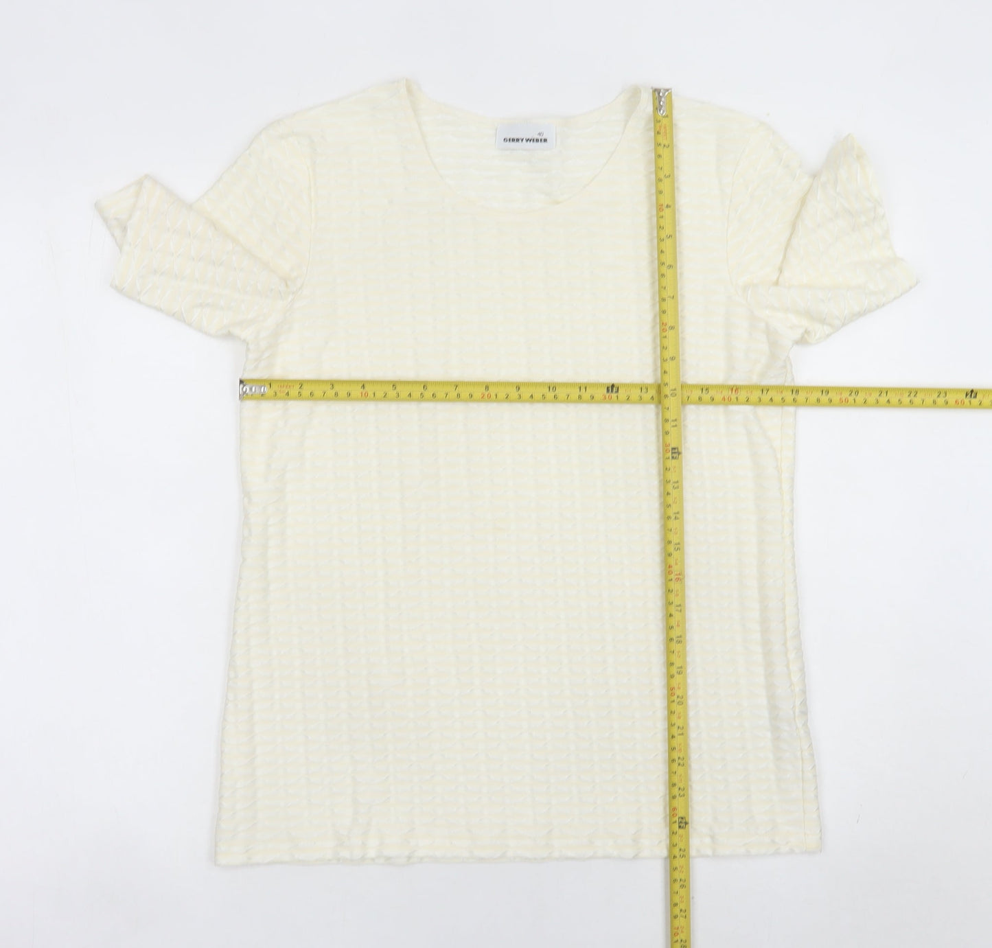 Gerry Weber Women Ivory Short Sleeve Scoop Neck T-Shirt Size 12