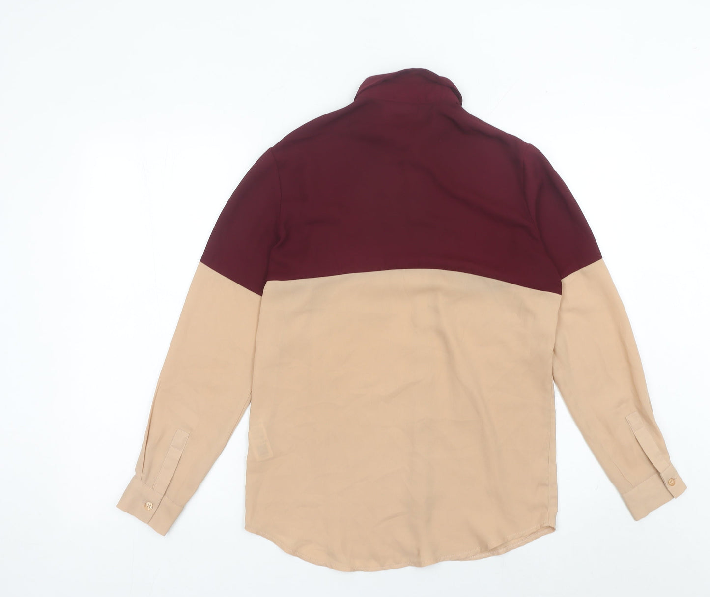 ASOS DESIGN Women’s Colourblock Beige Red Button-Up Shirt UK 6