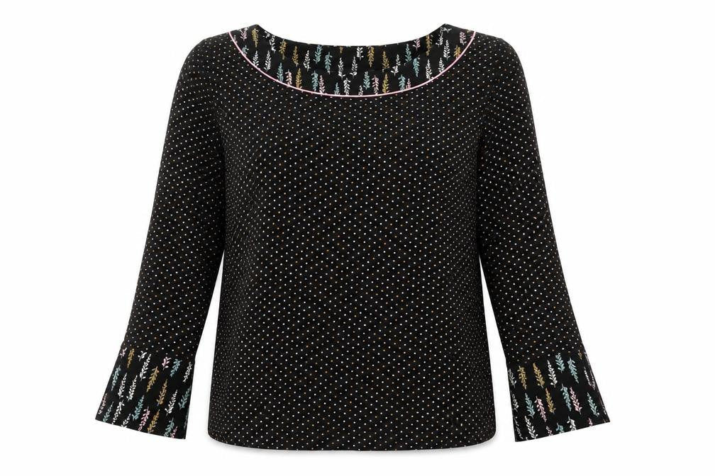 Laura Ashley Womens Black Polka Dot Blouse UK 10 Long Sleeve Tunic