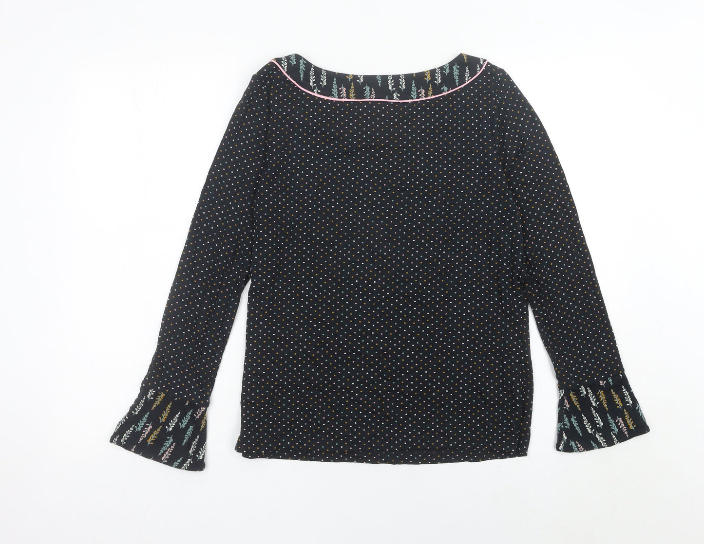 Laura Ashley Womens Black Polka Dot Blouse UK 10 Long Sleeve Tunic