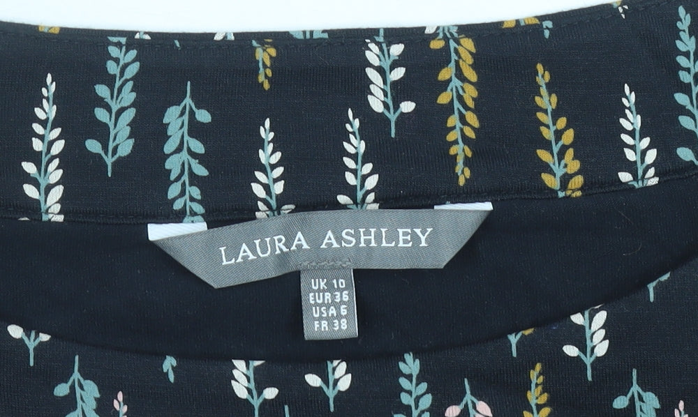 Laura Ashley Womens Black Polka Dot Blouse UK 10 Long Sleeve Tunic