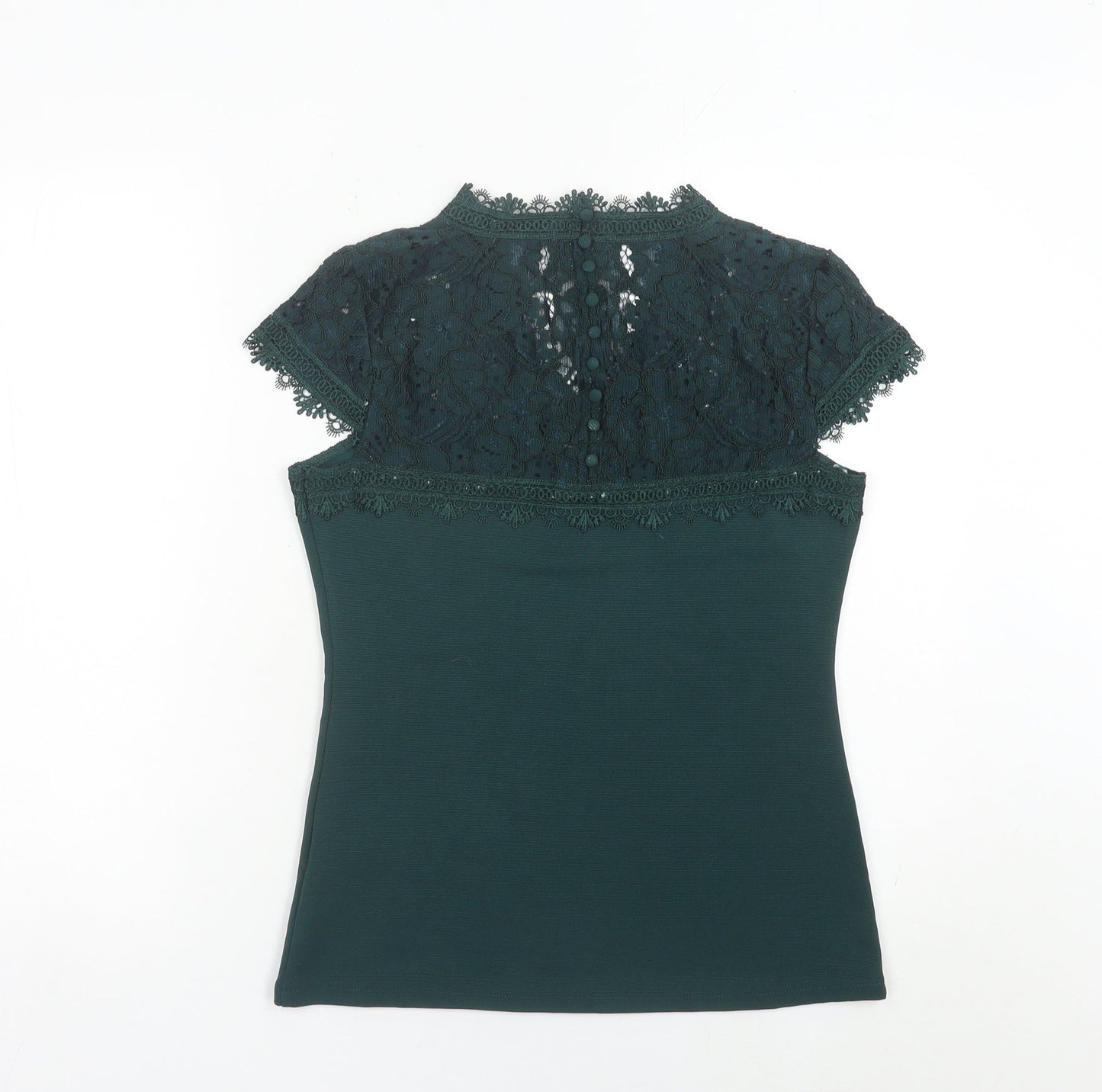H&M Women’s Green Lace V-Neck Blouse Top Size S Slim Fit