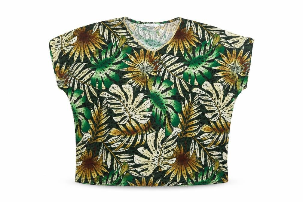 Isle Women’s Multicoloured Tropical Leaf V-Neck T-Shirt Size S 10-12