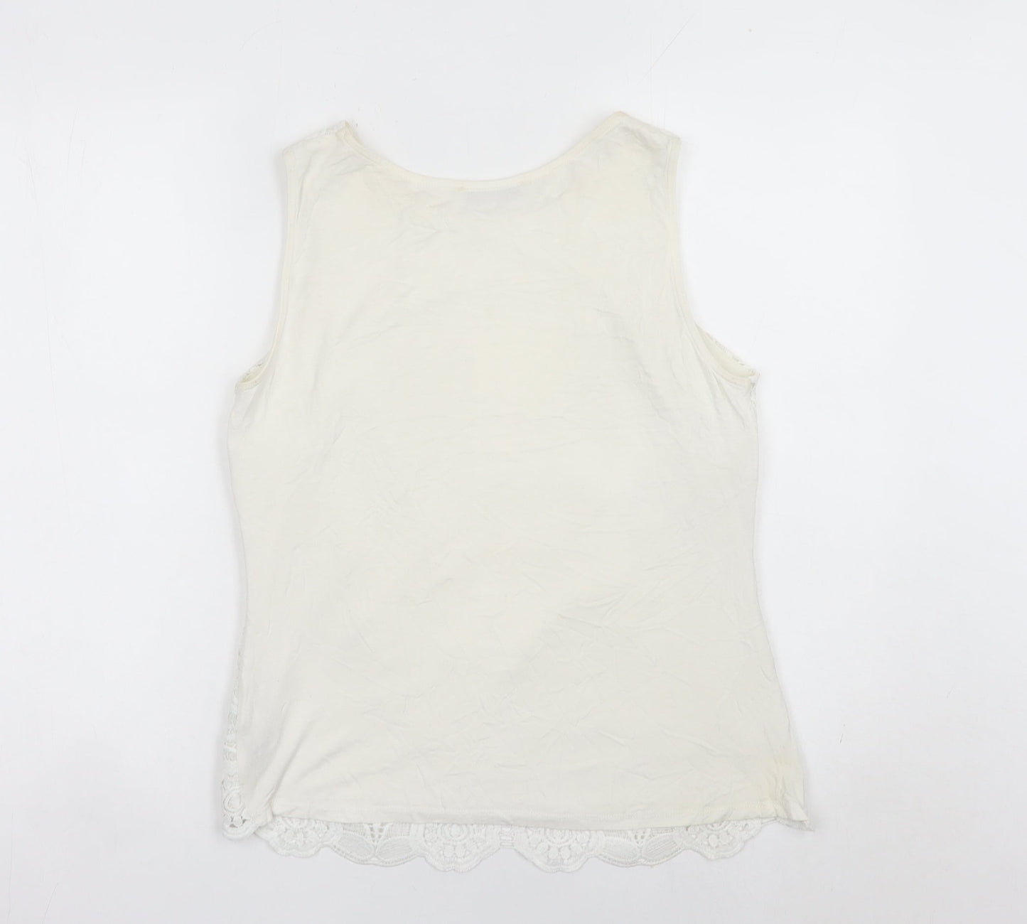 Oasis Womens Ivory Lace Blouse Sleeveless Camisole Top Size S