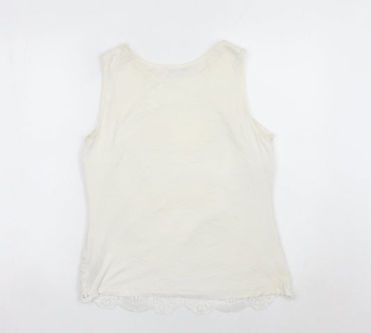 Oasis Womens Ivory Lace Blouse Sleeveless Camisole Top Size S