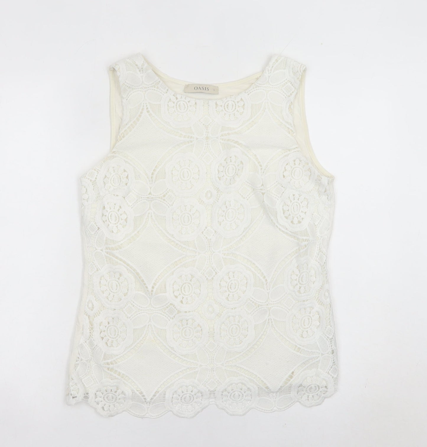 Oasis Womens Ivory Lace Blouse Sleeveless Camisole Top Size S