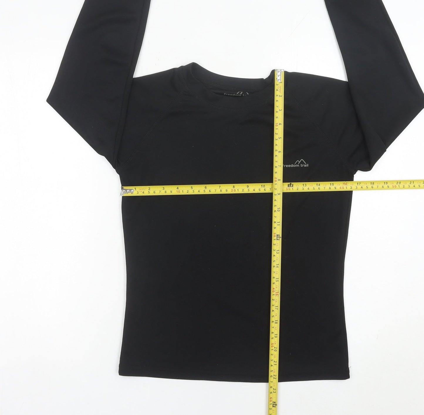 Freedom Trail Womens Black Size 8 Long Sleeve Polyester Activewear Top