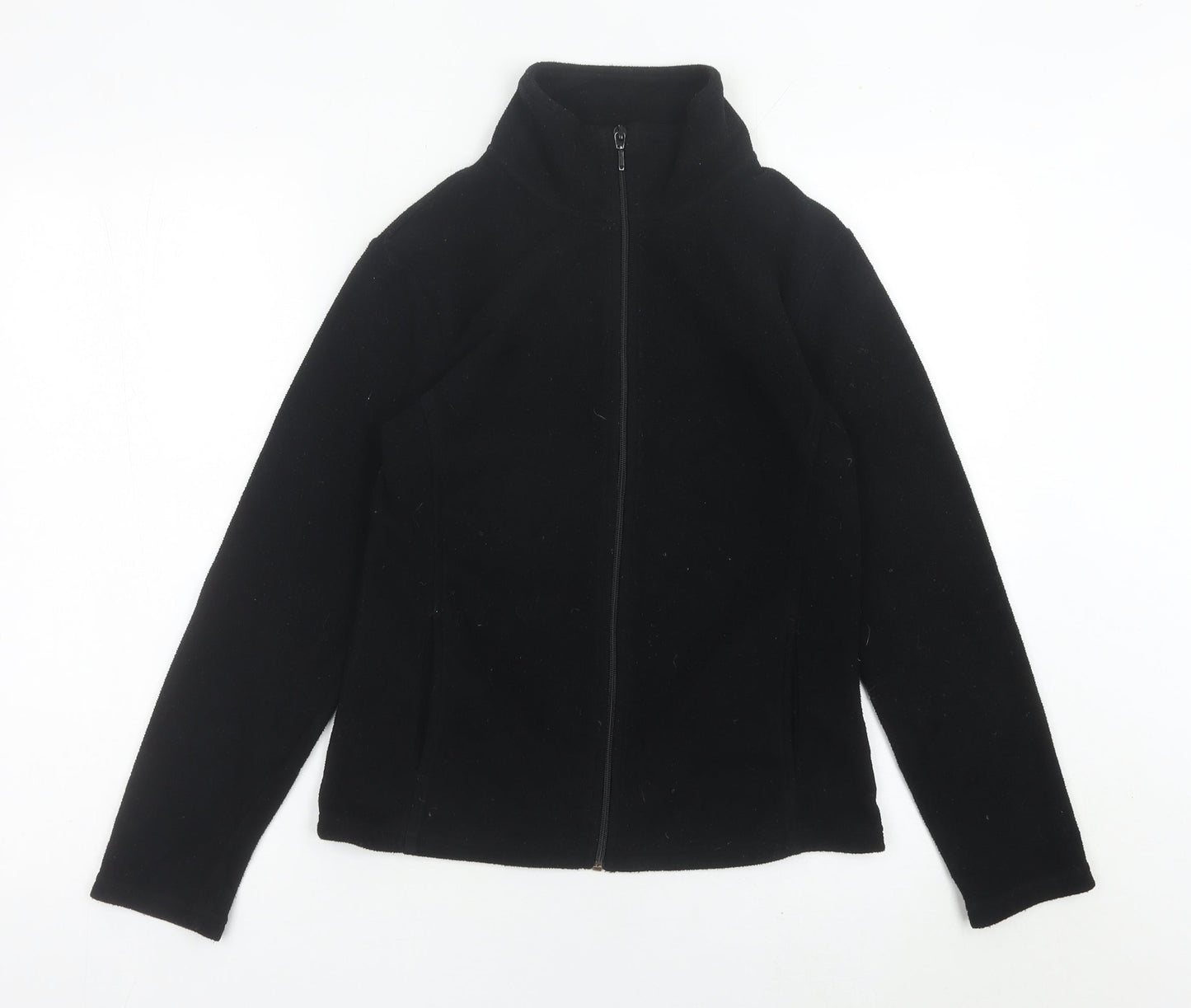 Yessica Women’s Black Fleece Jacket Size S Full Zip Casual Coat