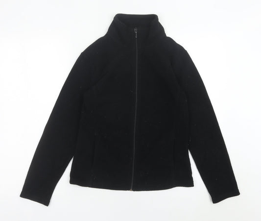 Yessica Women’s Black Fleece Jacket Size S Full Zip Casual Coat