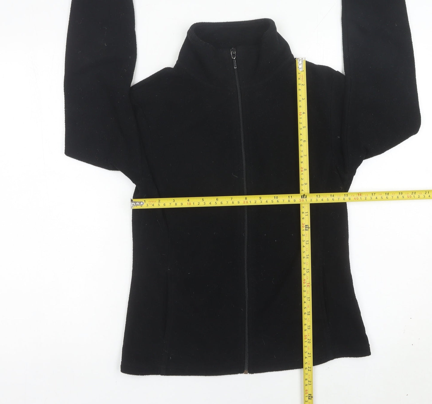 Yessica Women’s Black Fleece Jacket Size S Full Zip Casual Coat