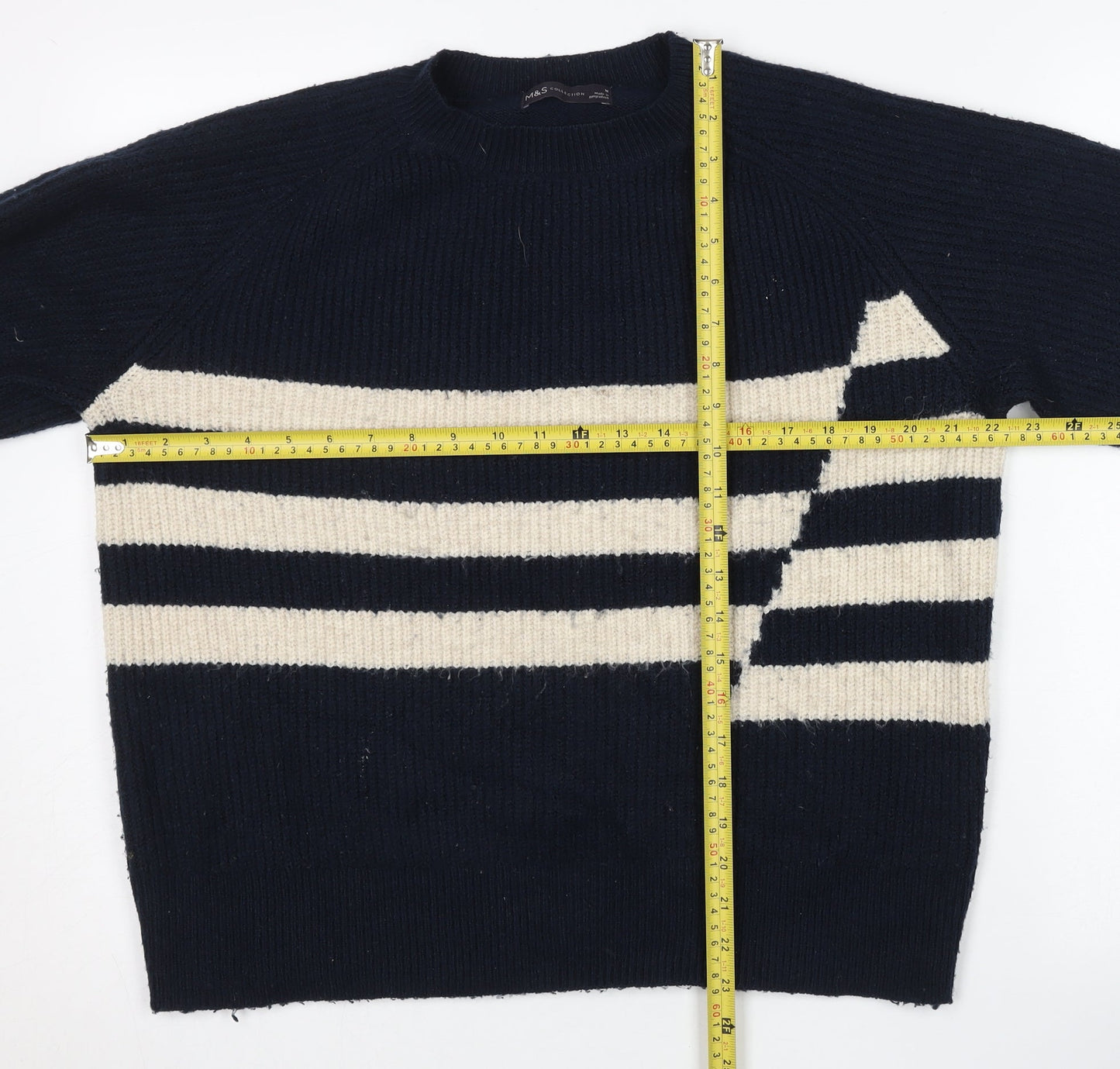 Marks and Spencer Women’s Blue Striped Jumper M Long Sleeve Knitwear