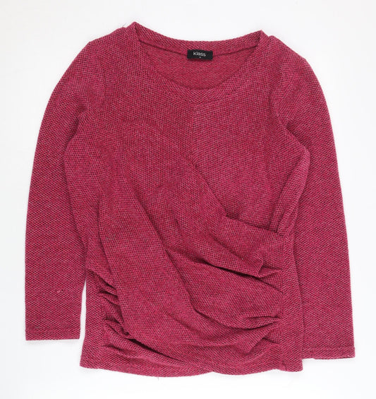 Klass Womens Pink Knit Pullover Jumper Size M Scoop Neck Long Sleeve