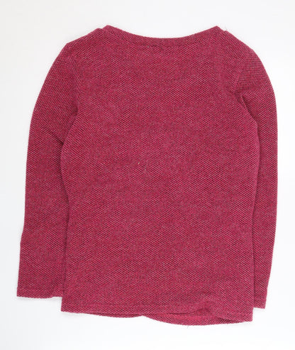 Klass Womens Pink Knit Pullover Jumper Size M Scoop Neck Long Sleeve