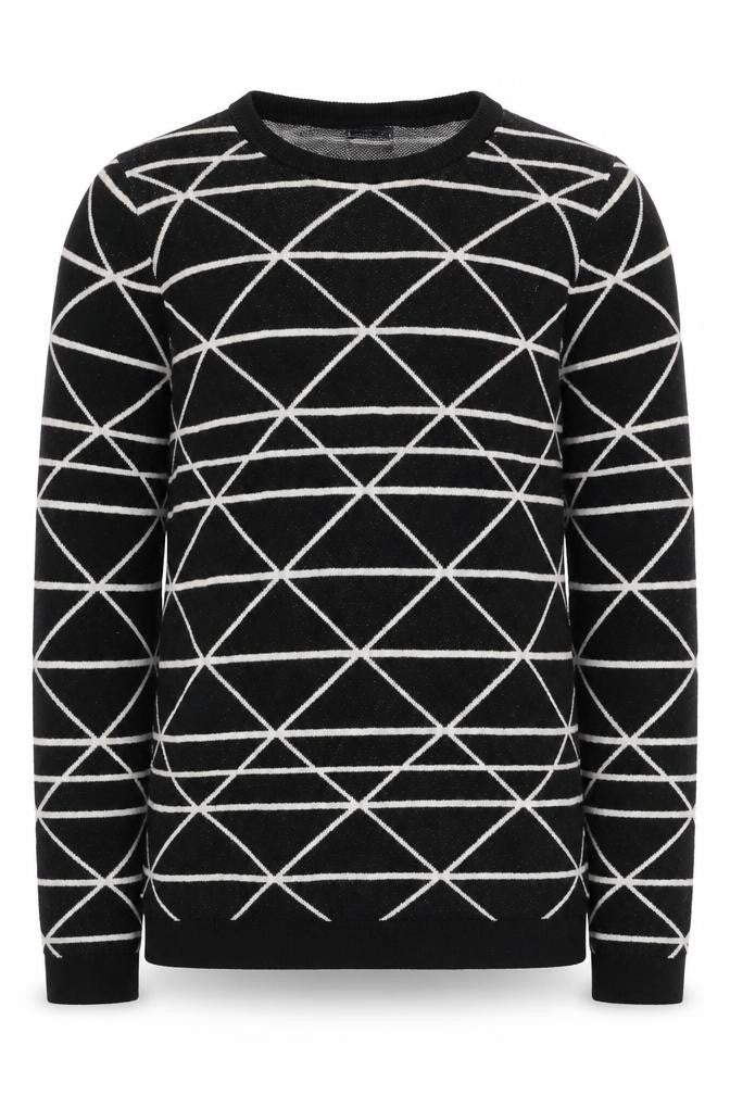 Next Girls Black Geometric Knit Jumper Pullover 12 Years Long Sleeve Cotton