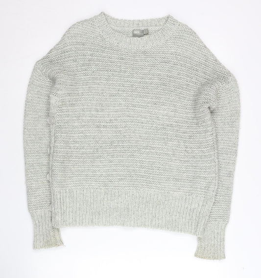 ASOS Womens Grey Chunky Knit Jumper Size 8 Crew Neck Pullover