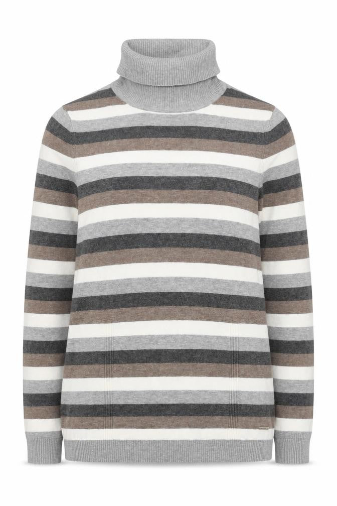 Bianca Womens Grey Striped Roll Neck Jumper Size 12