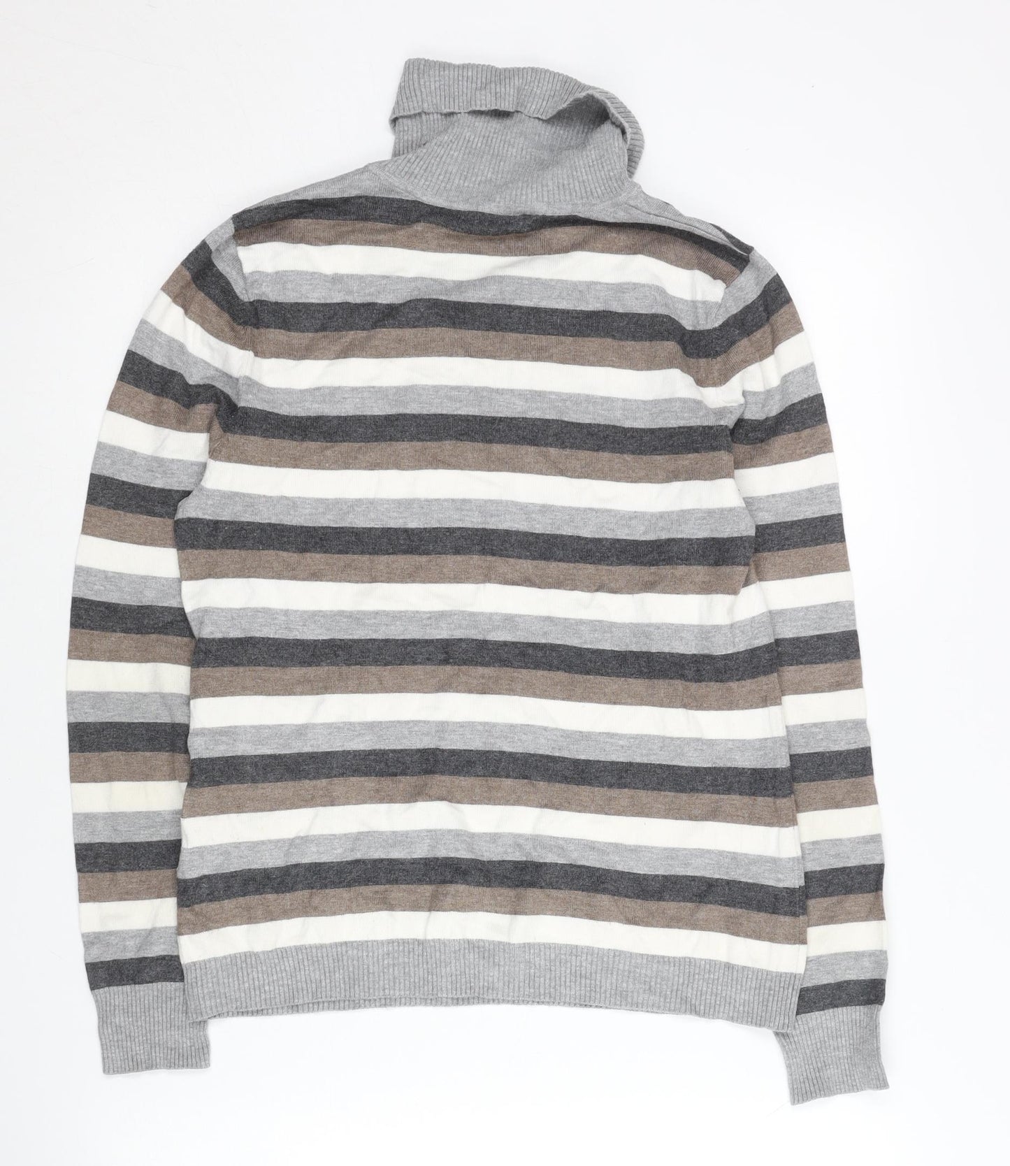 Bianca Womens Grey Striped Roll Neck Jumper Size 12