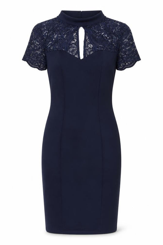 Jessica Wright Women’s Blue Lace Sheath Dress Size 10 Knee Length