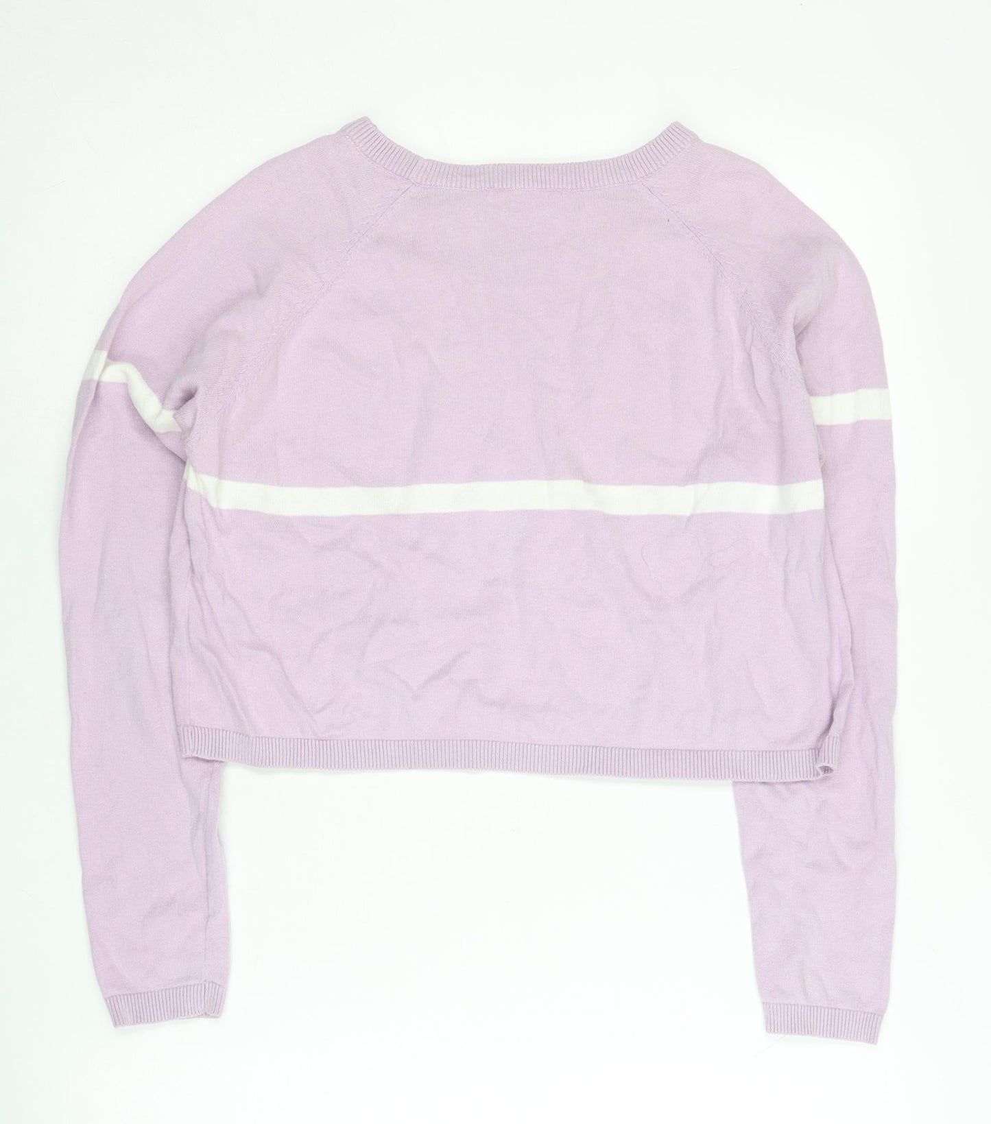 Terranova Women’s Purple Cotton Jumper M Crew Neck Striped
