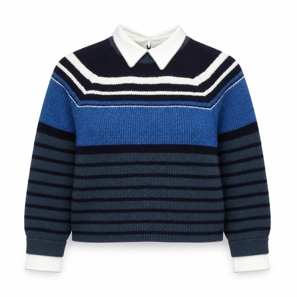 Next Women’s Blue Collared Striped Pullover Jumper Size S