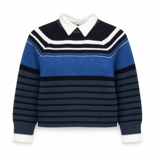 Next Women’s Blue Collared Striped Pullover Jumper Size S