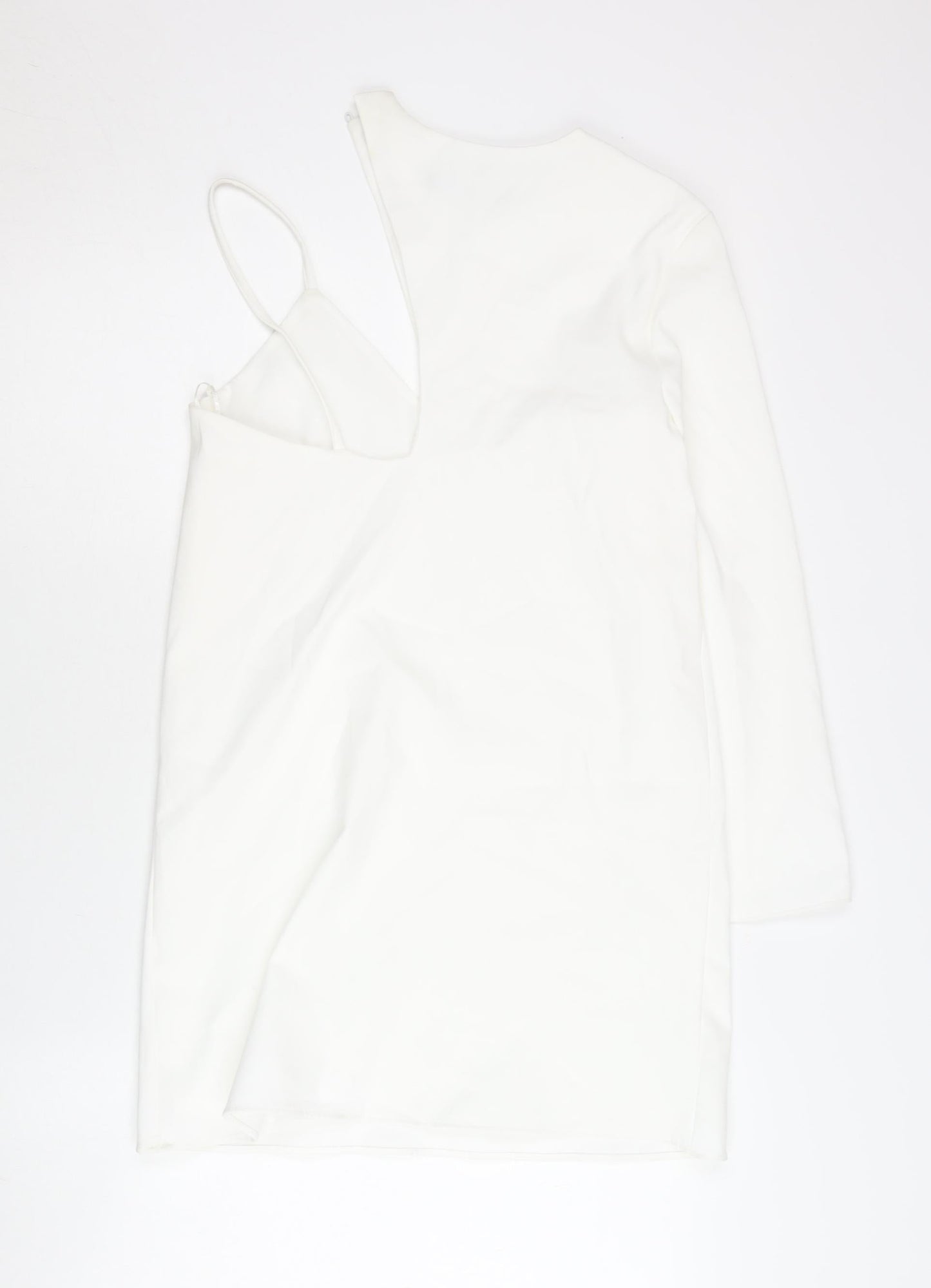Zara Women White XS One Shoulder Bodycon Mini Dress