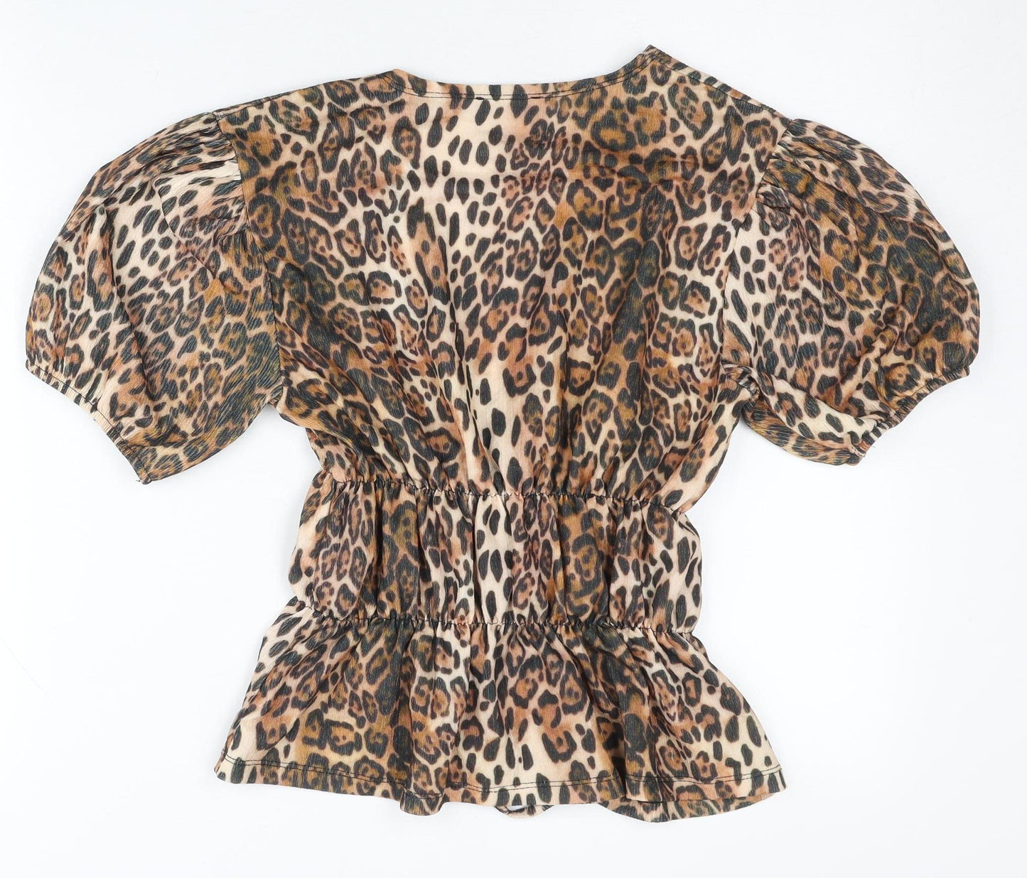 ASOS Design Women’s Leopard Print Wrap Blouse Puff Sleeve Size 8