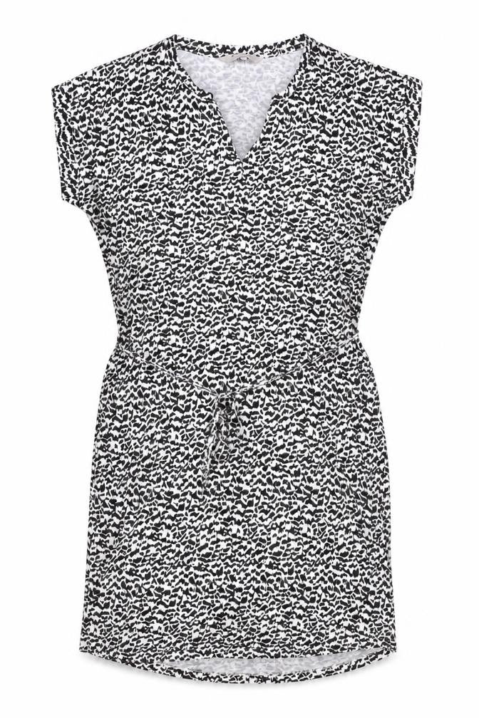 Part Two Women Black Animal Print V-Neck Shirt Dress M