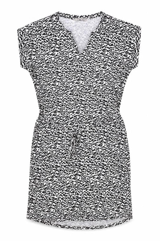 Part Two Women Black Animal Print V-Neck Shirt Dress M