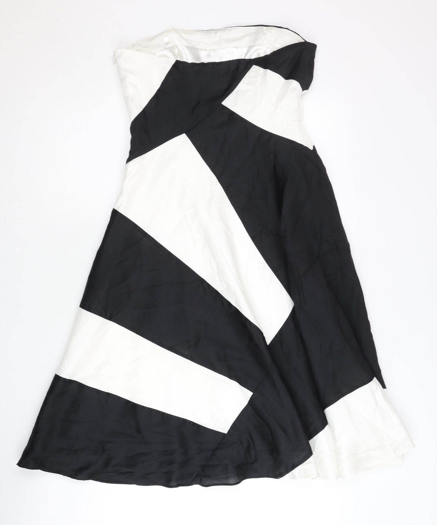 Coast Womens Black White Strapless Colourblock Knee Dress Size 10