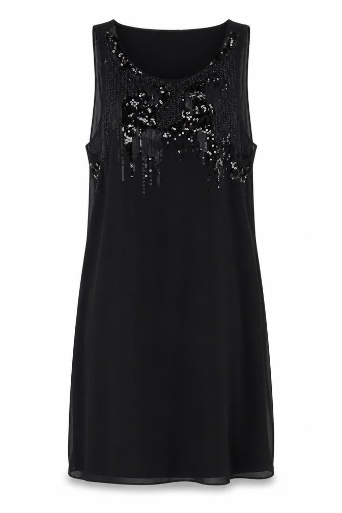 Wallis Women’s Black Size 12 Sequin Shift Knee Length Dress