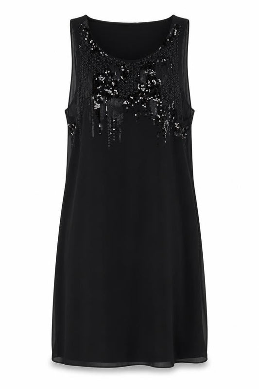 Wallis Women’s Black Size 12 Sequin Shift Knee Length Dress