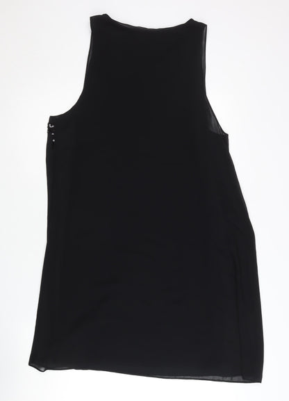 Wallis Women’s Black Size 12 Sequin Shift Knee Length Dress