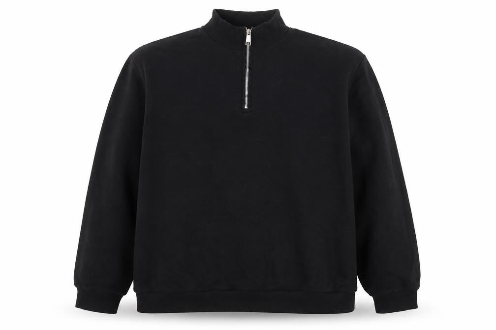 boohooMAN Men’s Black 1/2 Zip Sweatshirt L Regular Fit Long Sleeve